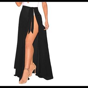Swim beach cover up wrap skirt black maxi